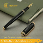 BEILUNER Black Personalized Fountain Pen, Stunning Luxury Lacquer, 24K Gilded - Image 8