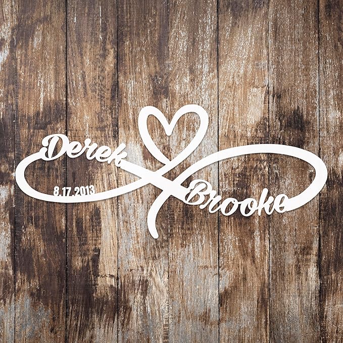Personalized Valentines Metal Wall Sign, Custom Infinity Heart Love Couple Name - Image 6