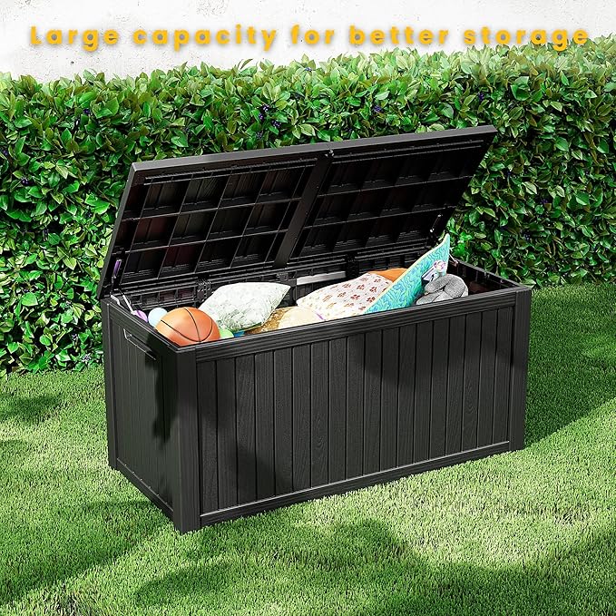 Decksplore Outdoor Storage Box Waterproof, 200 Gallon Lockable Resin Large Deck - Image 9