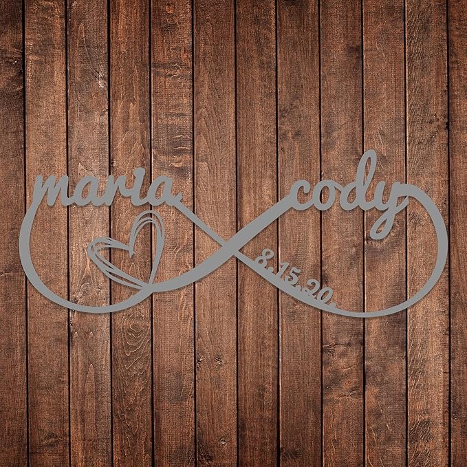 Personalized Valentines Day Metal Wall Sign, Custom Infinity Heart Love Couple - Image 7