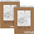 U.S. Art Supply 9"x12" Top Spiral Bound Sketch Book, 2 Pack, 100 Sheets Each by USArtSupply