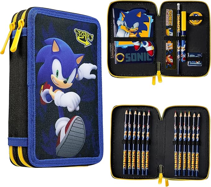 SONIC THE HEDGEHOG Pencil Case for Kids Stationery Set Pens Colored Pencils by SonictheHedgehog